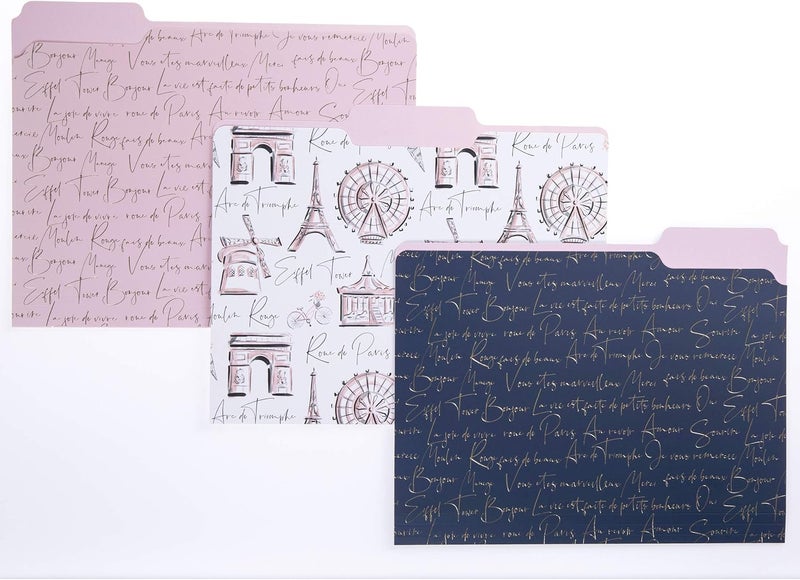 Graphique Parisian Traditional File Folder Set – Each Folder Measures 11.75"" x 9.5"", Set Includes 9 Folders with 3 Unique Designs, Durable Triple-Scored Coated Cardstock (FIF055) - Image 1